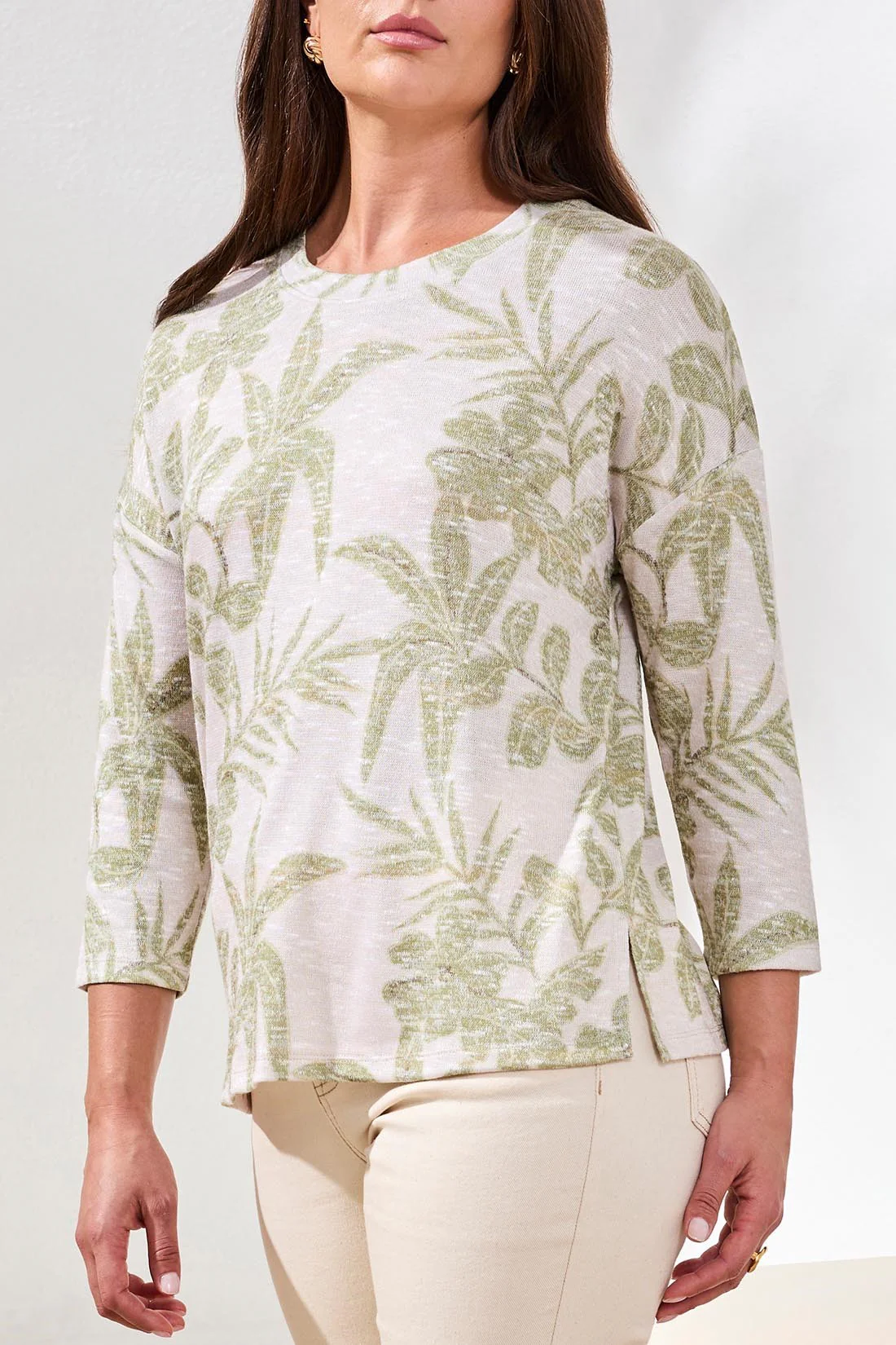 3/4 Sleeve Crew Neck Top-Kiwizest - Image 3