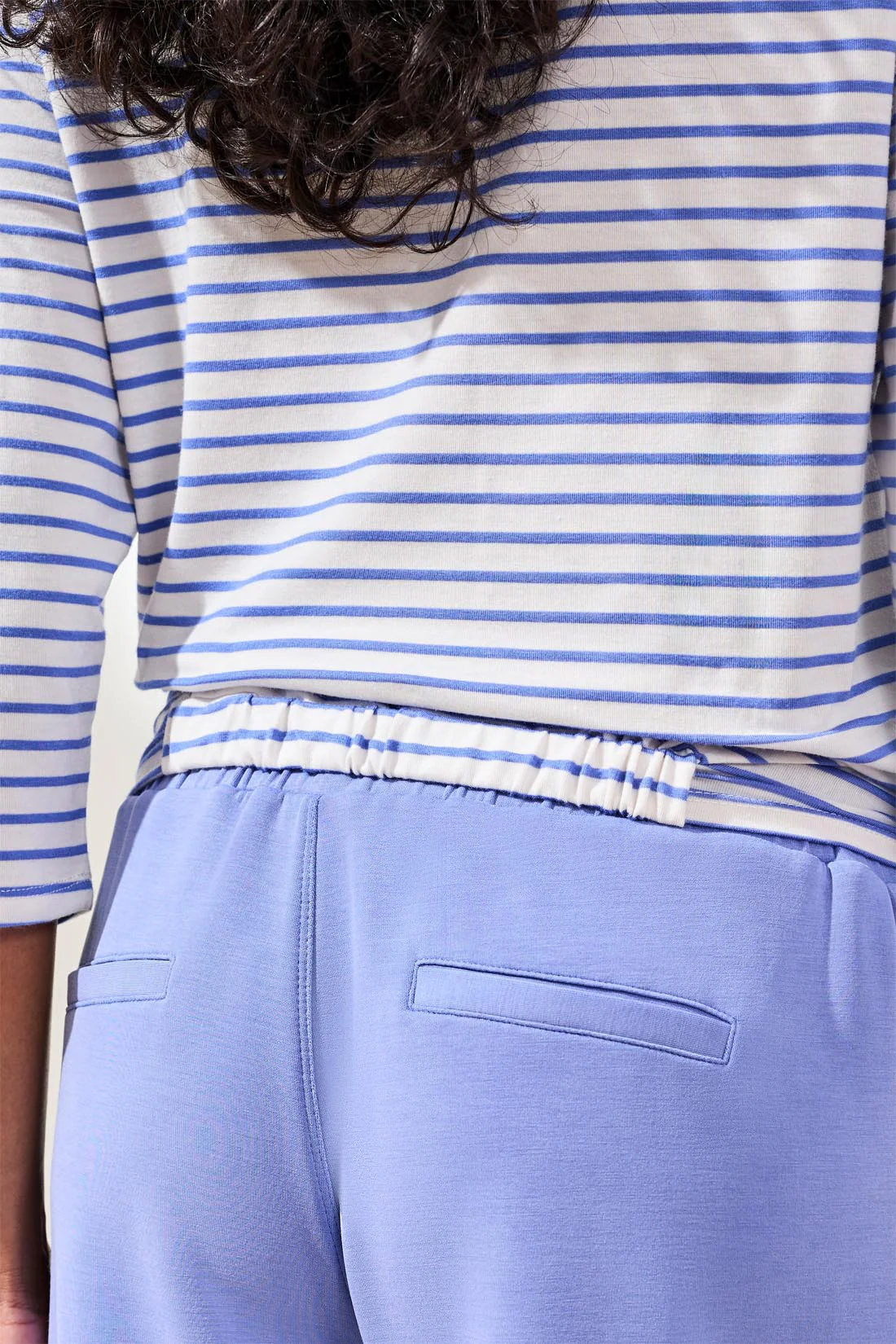 Soft Modal Boat Neck 3/4 Sleeve Top With Knot Detail-Baja blue - Image 4