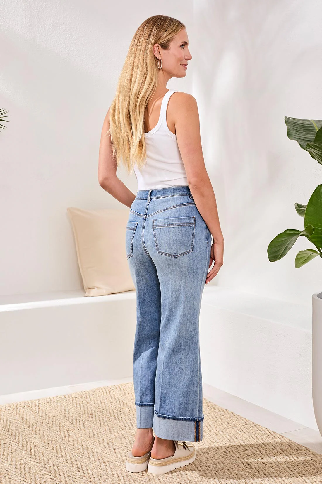 Brooke Cuffed Palazzo Jeans-Pebbleblue - Image 4