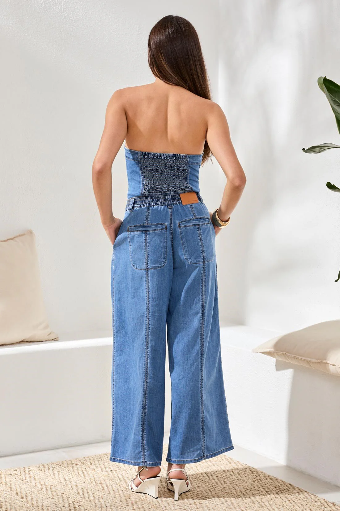 BLUE THREAD Brooke Front Pleated Wide Leg Flowy Denim Pants-Amalficoast - Image 4
