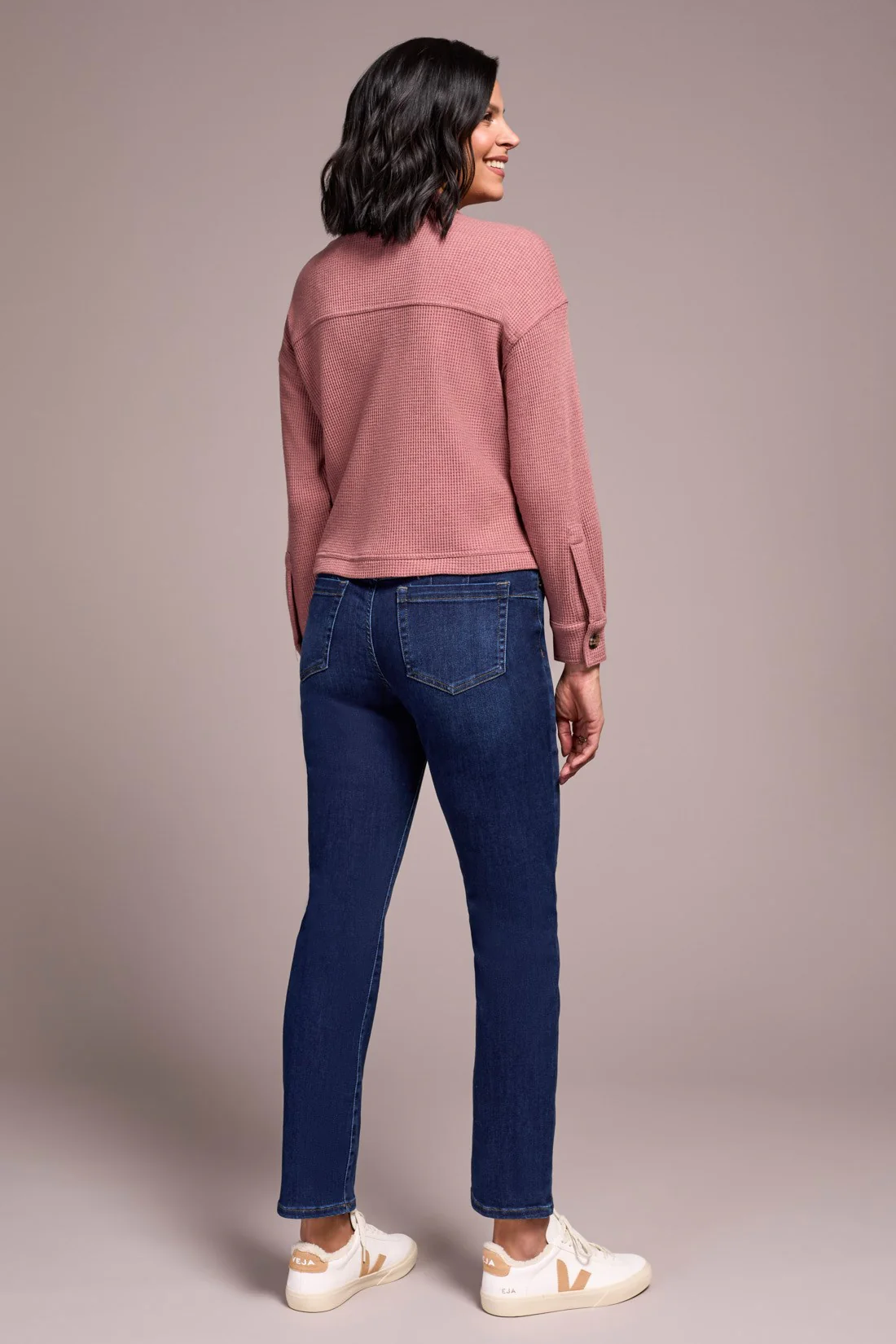 Brushed Waffle Knit Shacket-H dk toffee - Image 4