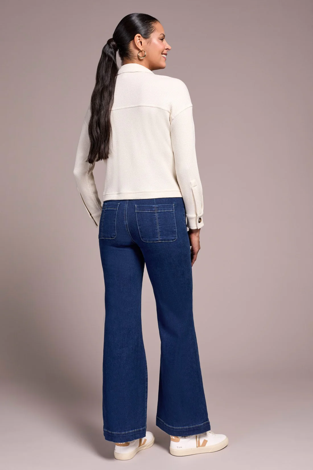 Brushed Waffle Knit Shacket-H eggshell - Image 4