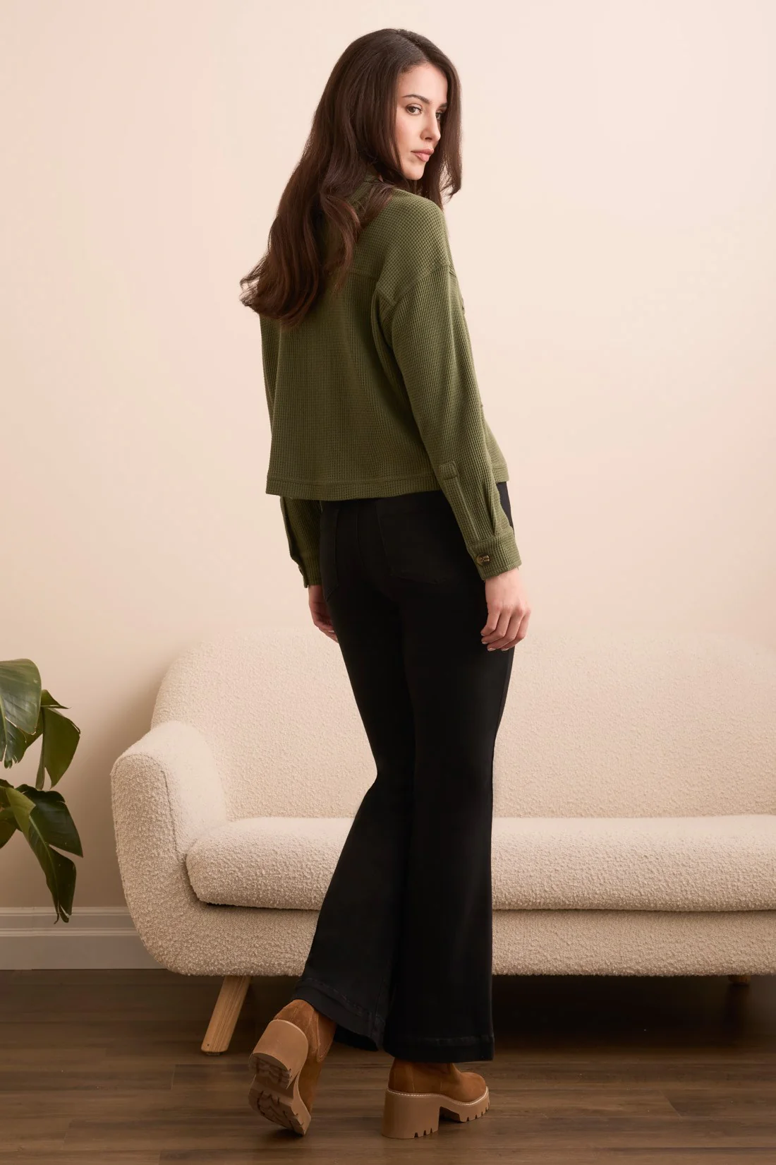 Brushed Waffle Knit Shacket-H spruce - Image 4