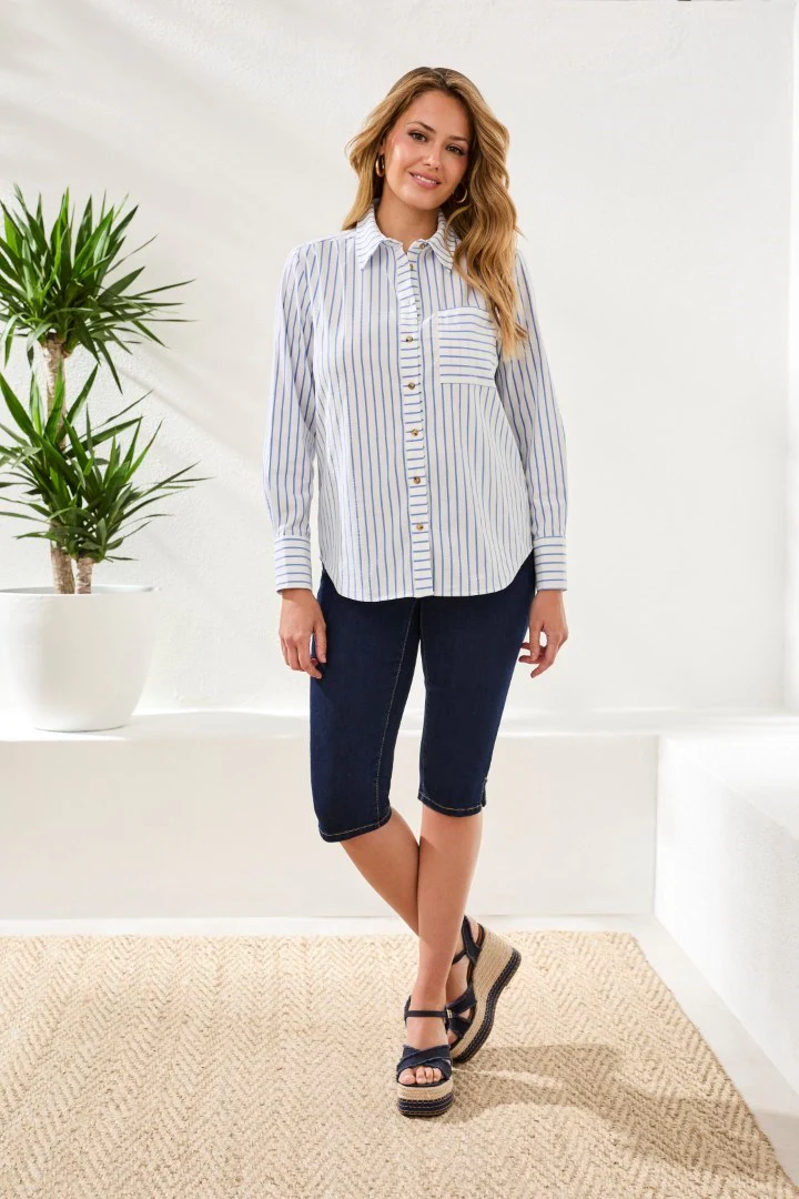 Classic Collared Striped Shirt Breathable Seersucker-Turkishsea