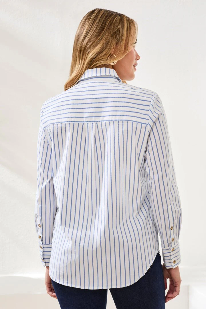 Classic Collared Striped Shirt Breathable Seersucker-Turkishsea - Image 2