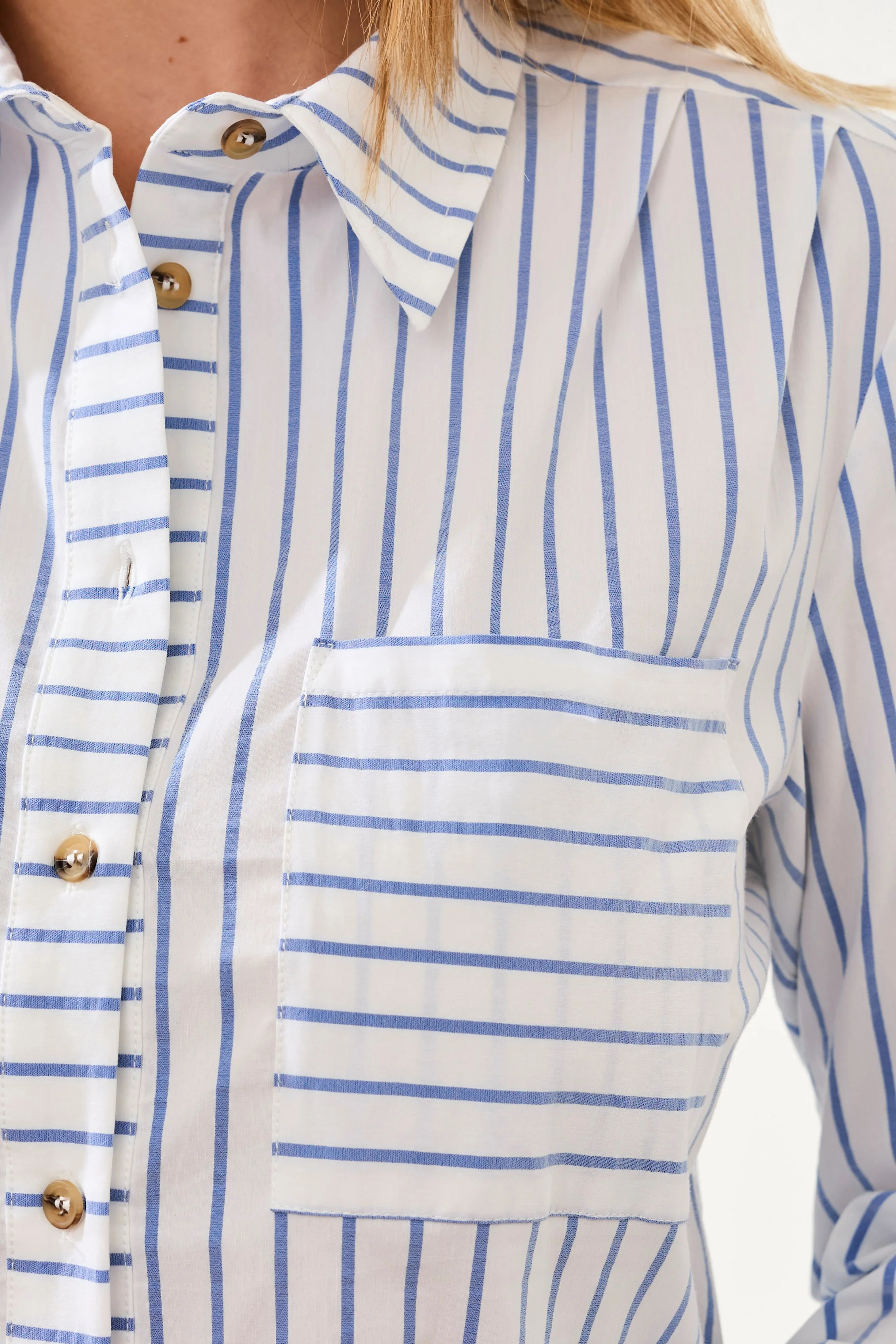 Classic Collared Striped Shirt Breathable Seersucker-Turkishsea - Image 4