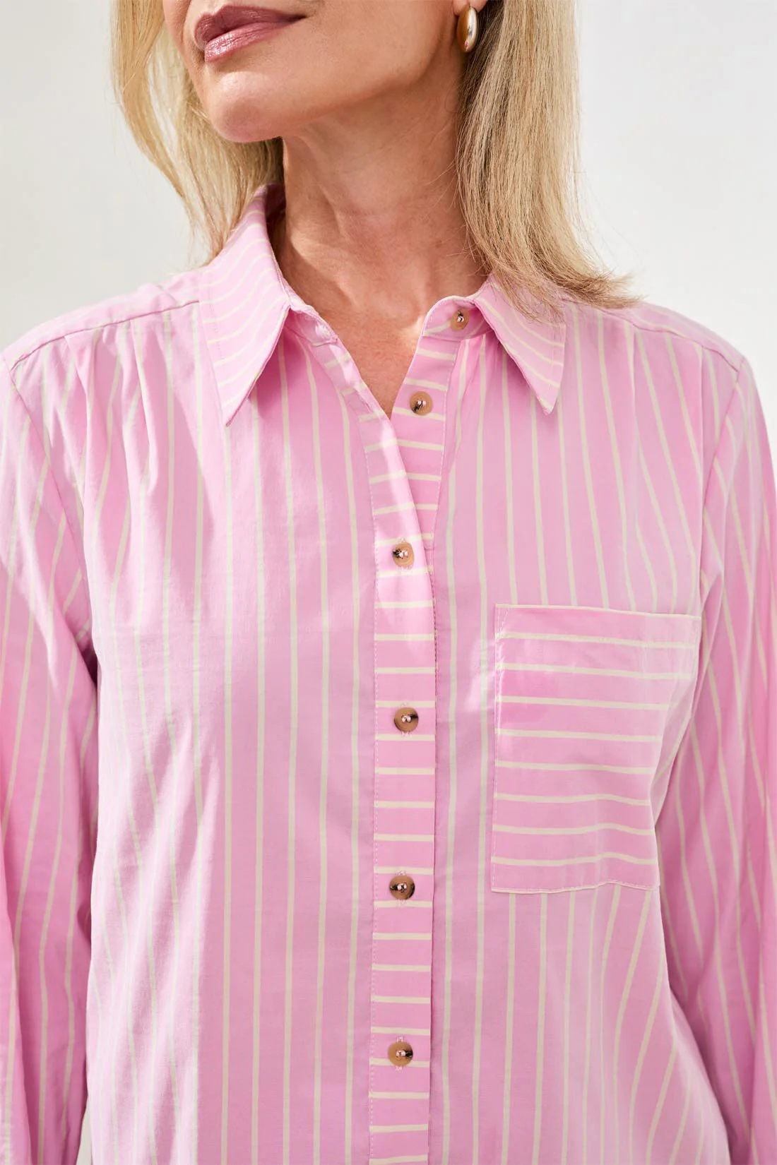 Classic Collared Striped Shirt Breathable Seersucker-Wisteria