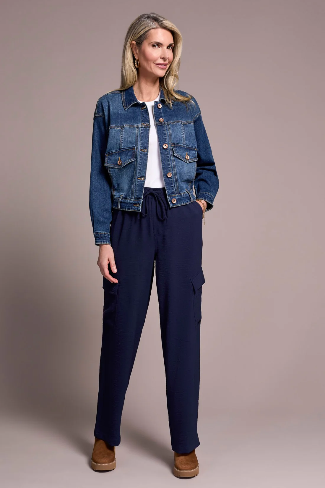 Classic Drop Shoulder Denim Jacket-Washedblue