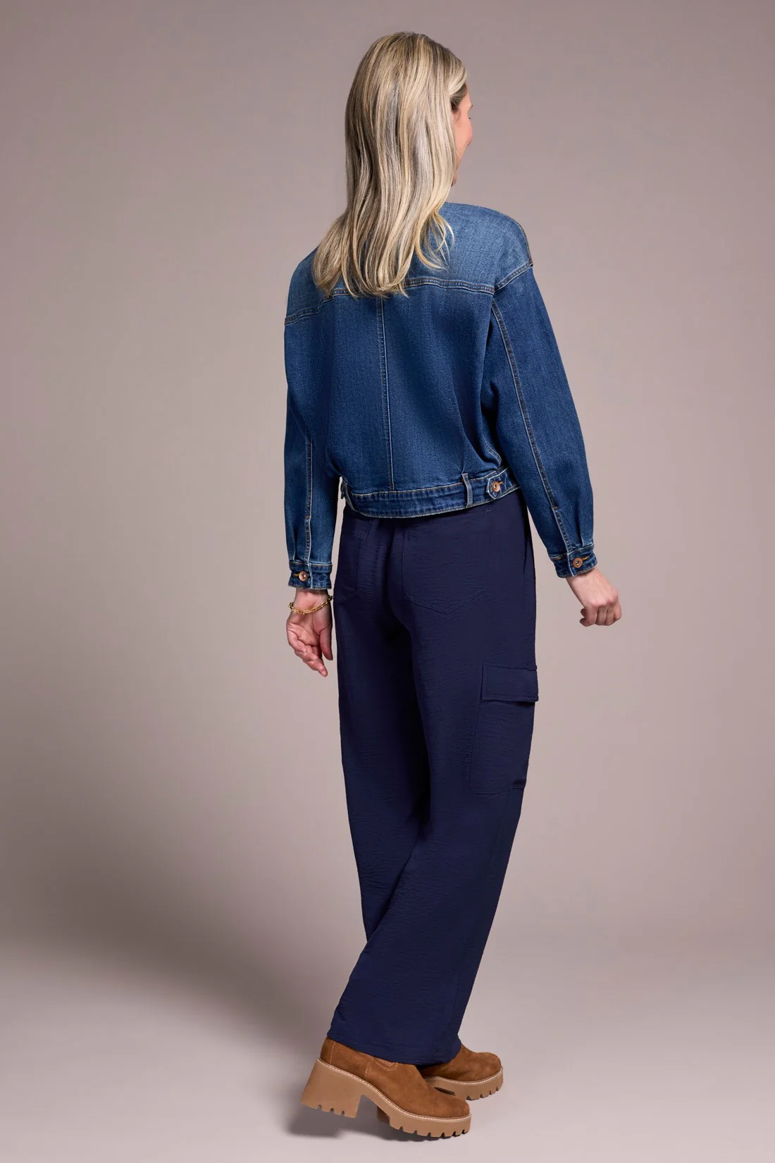 Classic Drop Shoulder Denim Jacket-Washedblue - Image 2