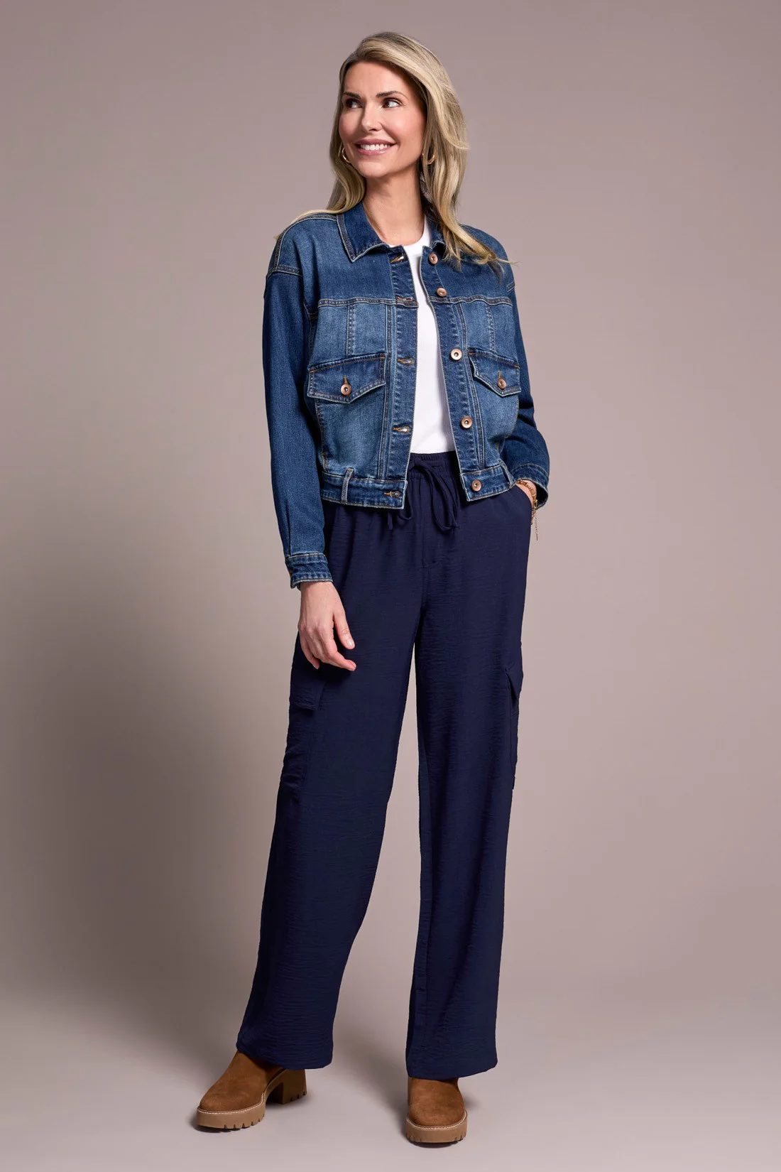 Classic Drop Shoulder Denim Jacket-Washedblue - Image 3