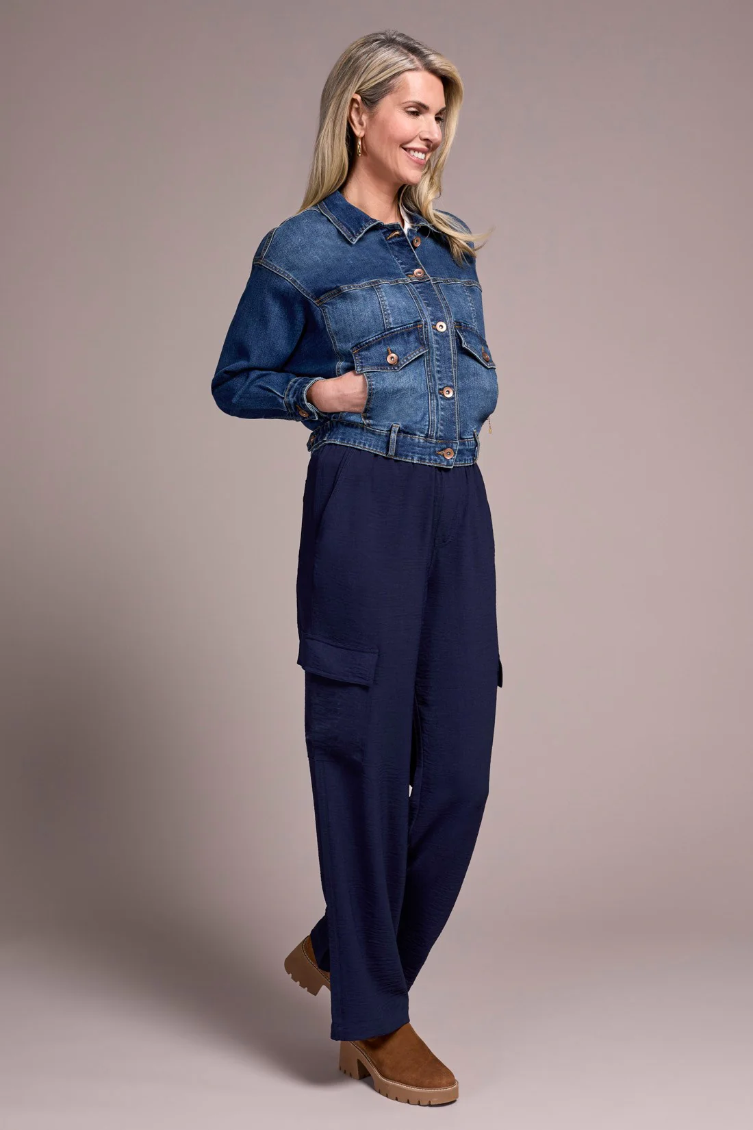 Classic Drop Shoulder Denim Jacket-Washedblue - Image 4