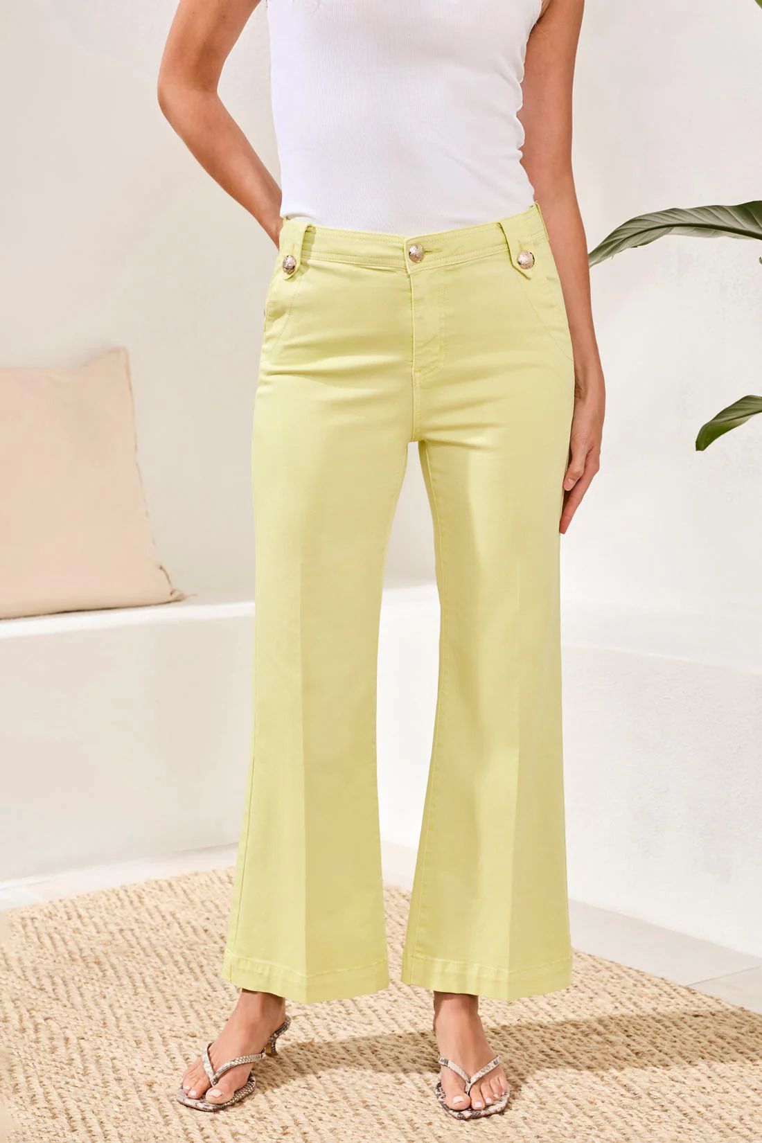 Comfort Stretch Brooke Hugging Palazzo Marine Denim-Lemongrass - Image 3