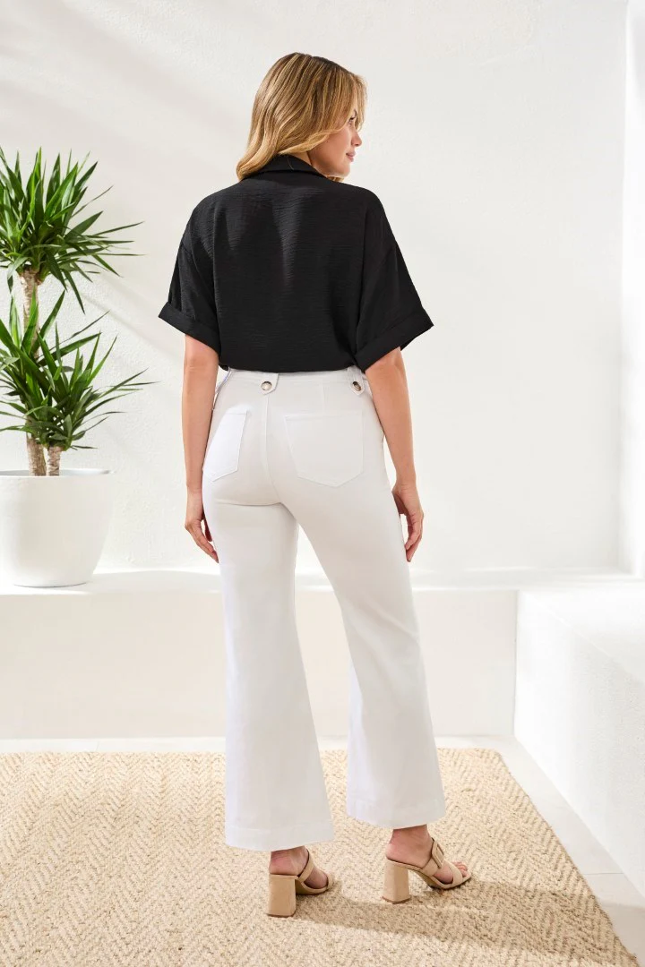 Comfort Stretch Brooke Hugging Palazzo Marine Denim-White - Image 3