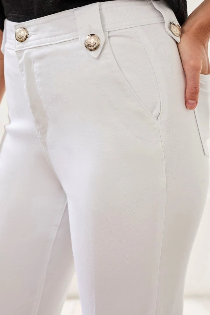 Comfort Stretch Brooke Hugging Palazzo Marine Denim-White - Image 4