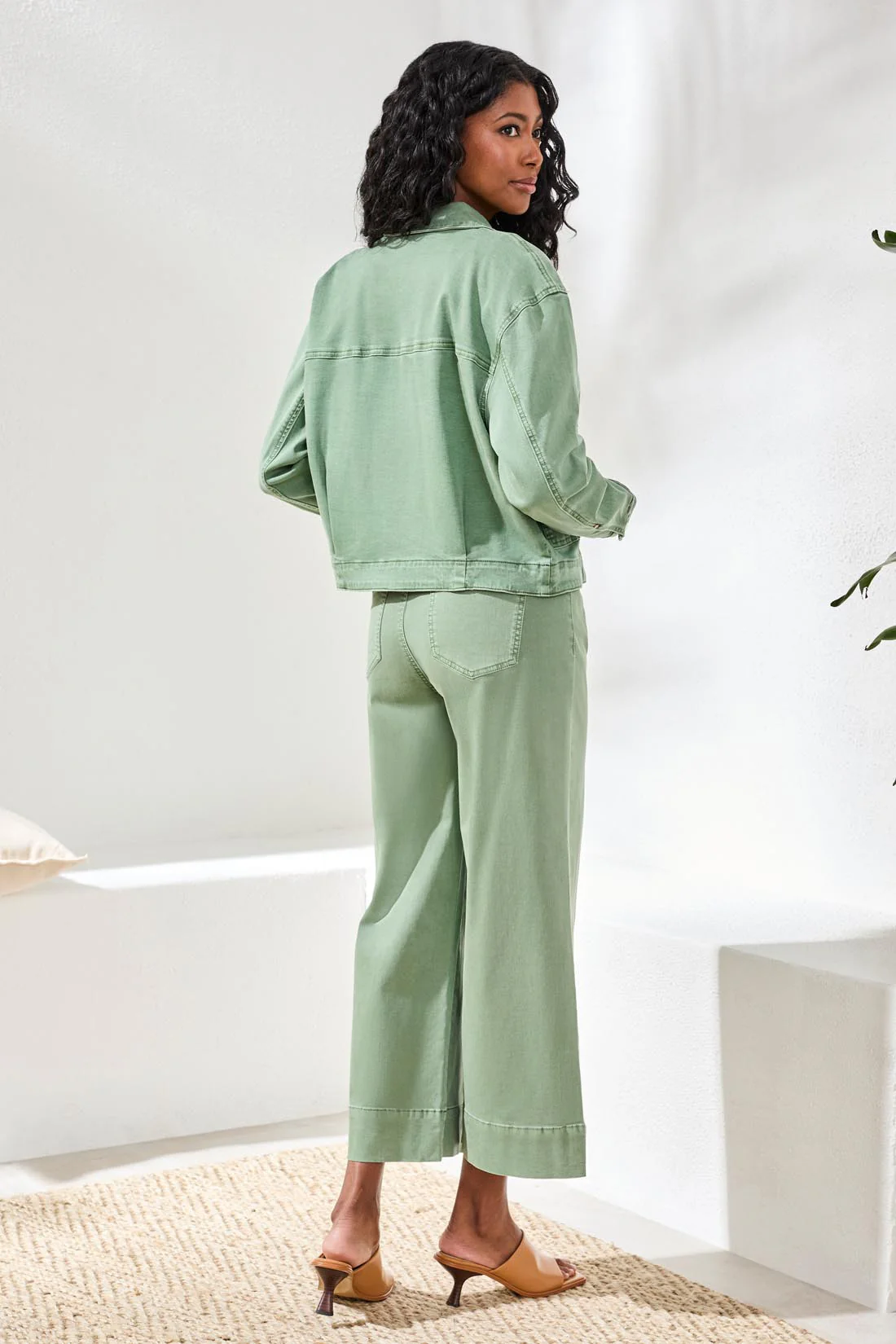 Comfort Stretch Denim Button-Front Jacket-Moss - Image 4