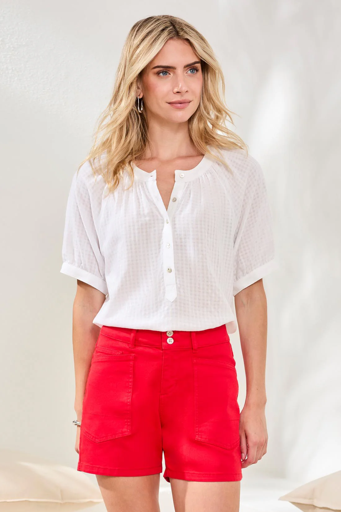 Comfort Stretch Fly Front Shorts-Sangria - Image 2