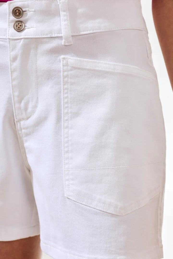 Comfort Stretch Fly Front Shorts-White - Image 3
