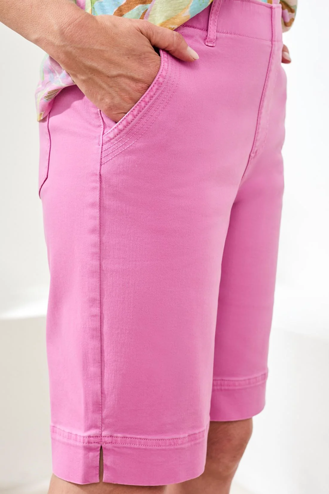 Comfort Stretch Pull-On Bermuda Shorts-Wisteria - Image 3