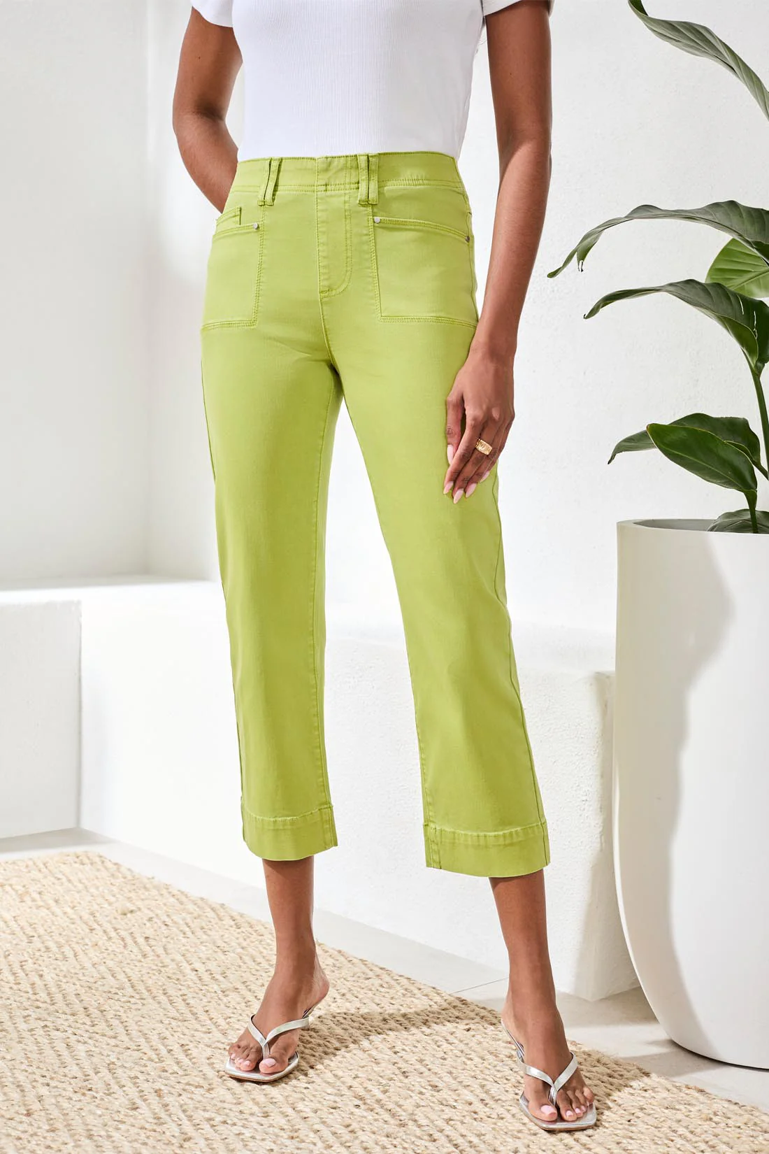 Comfort Stretch Pull-On Kick Flare Capris-Mintleaf - Image 2