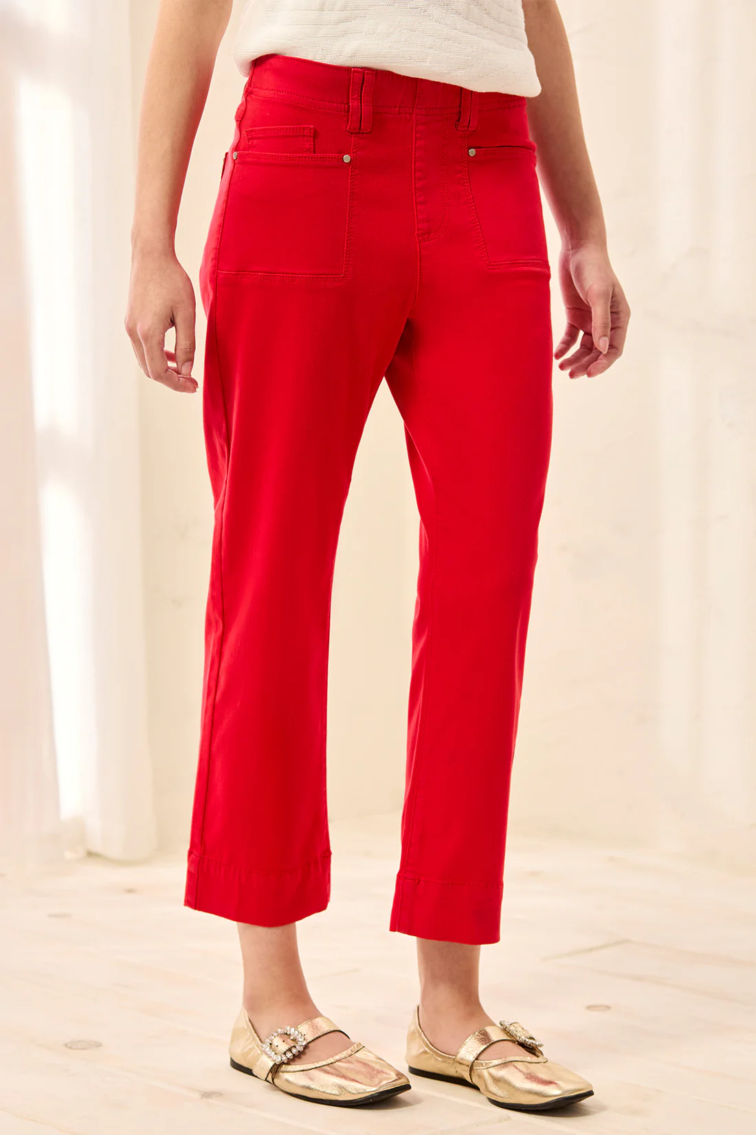 Comfort Stretch Pull-On Kick Flare Capris-Sangria - Image 3