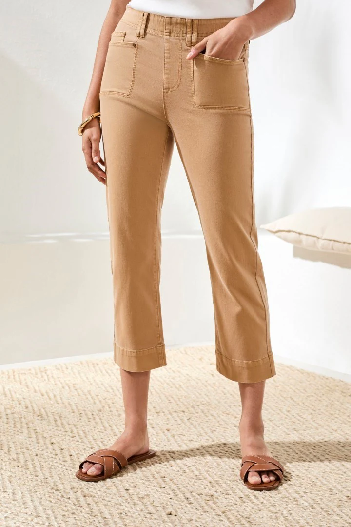 Comfort Stretch Pull-On Kick Flare Capris-Sesame - Image 3