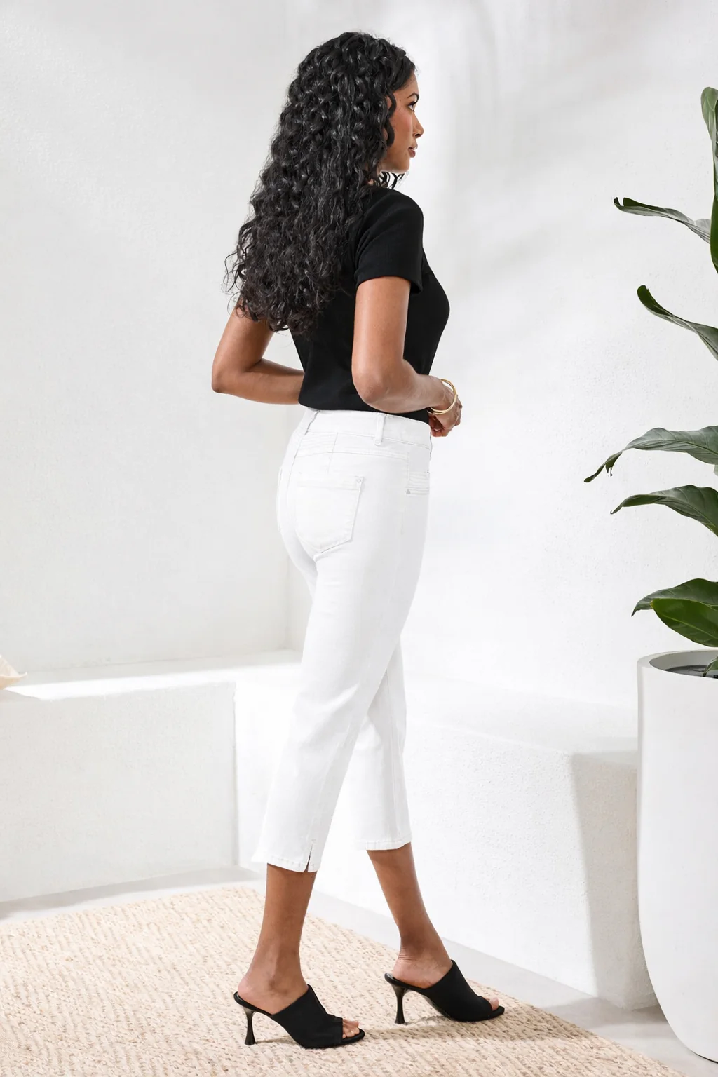 Comfort Stretch Pull-On Slim Leg Capris-White - Image 2