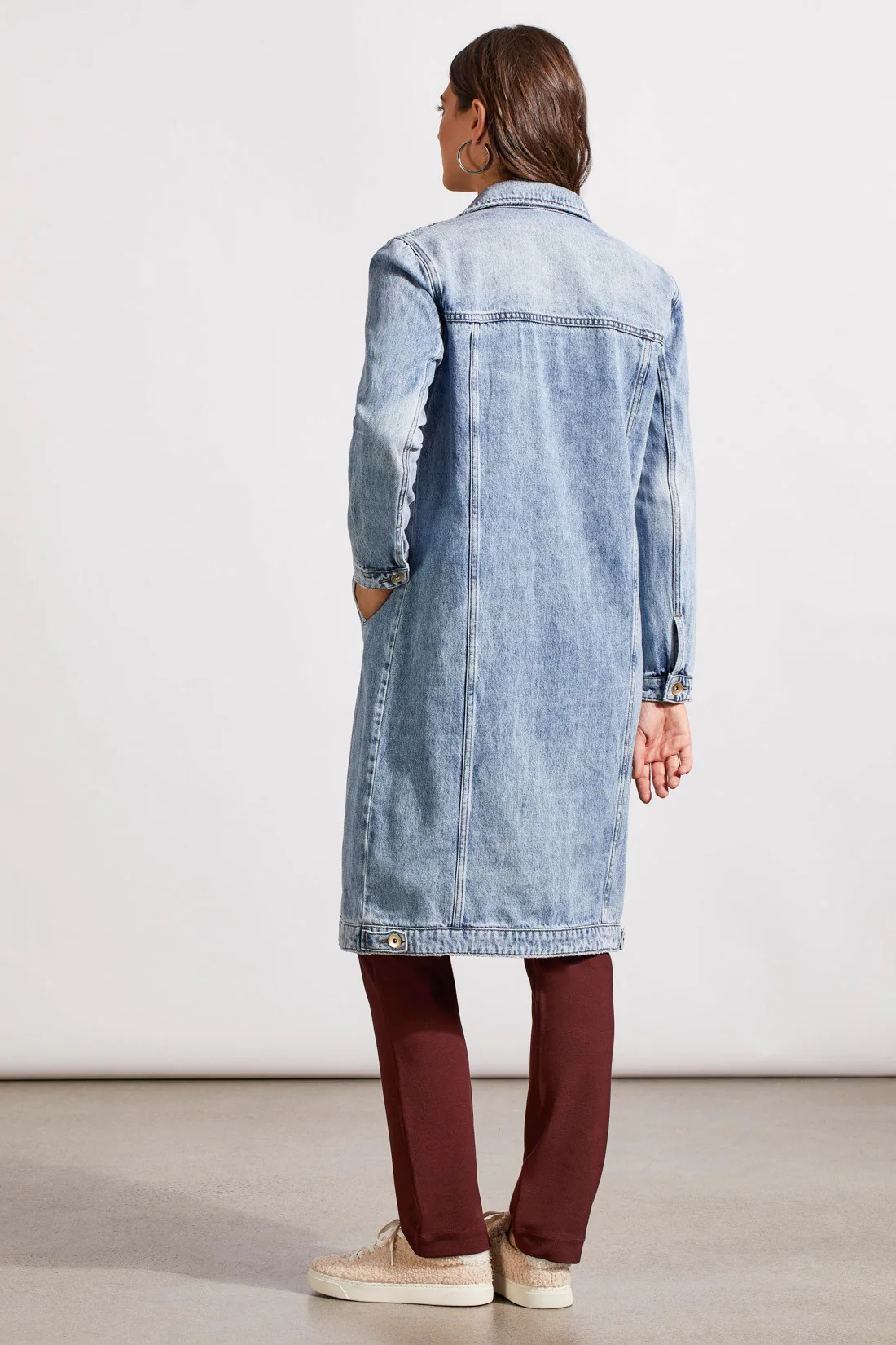 Long Denim Duster Jacket-Washedblue - Image 4