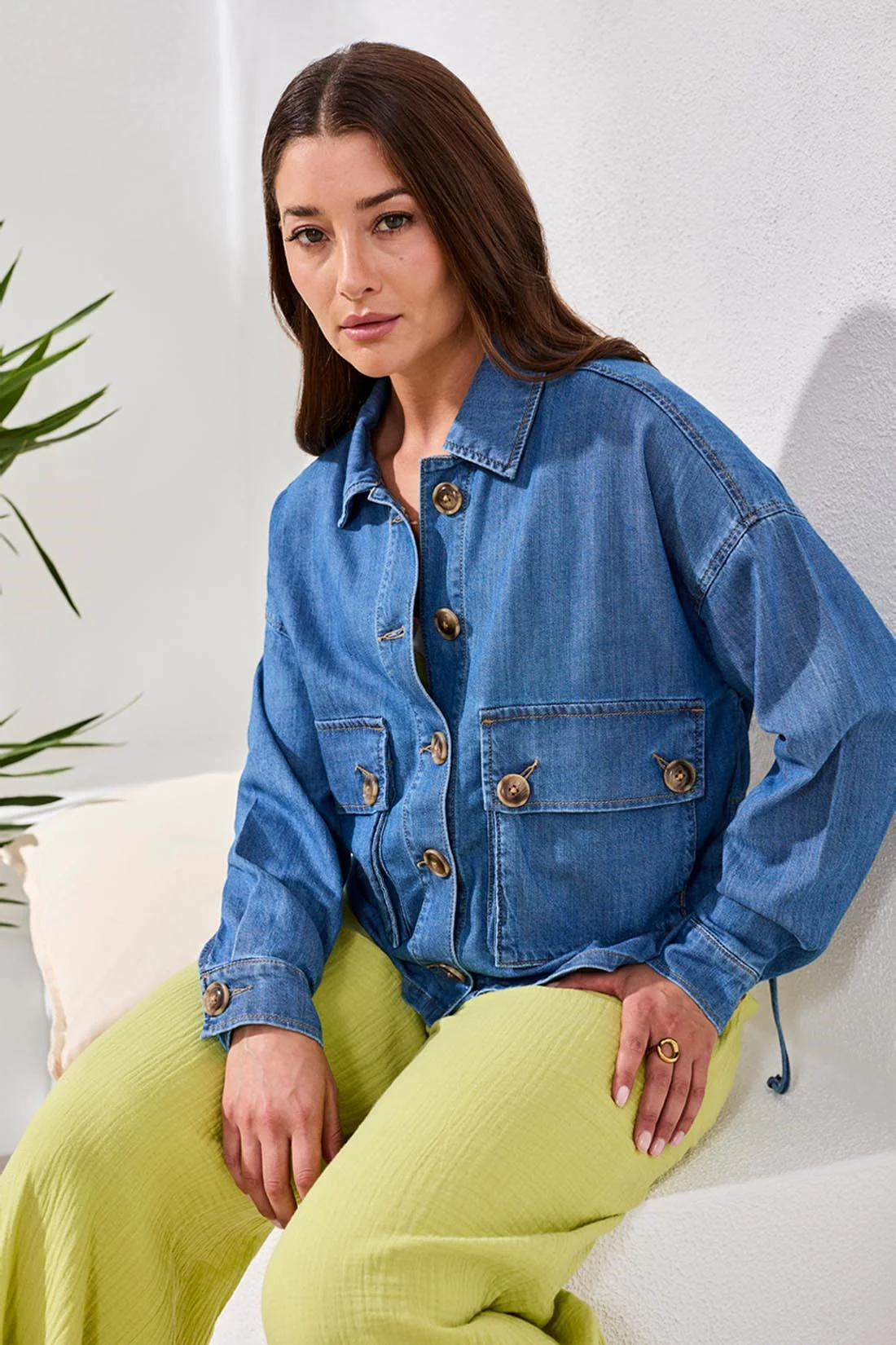 Denim Jacket With Back Adjustment-Fjordblue - Image 3