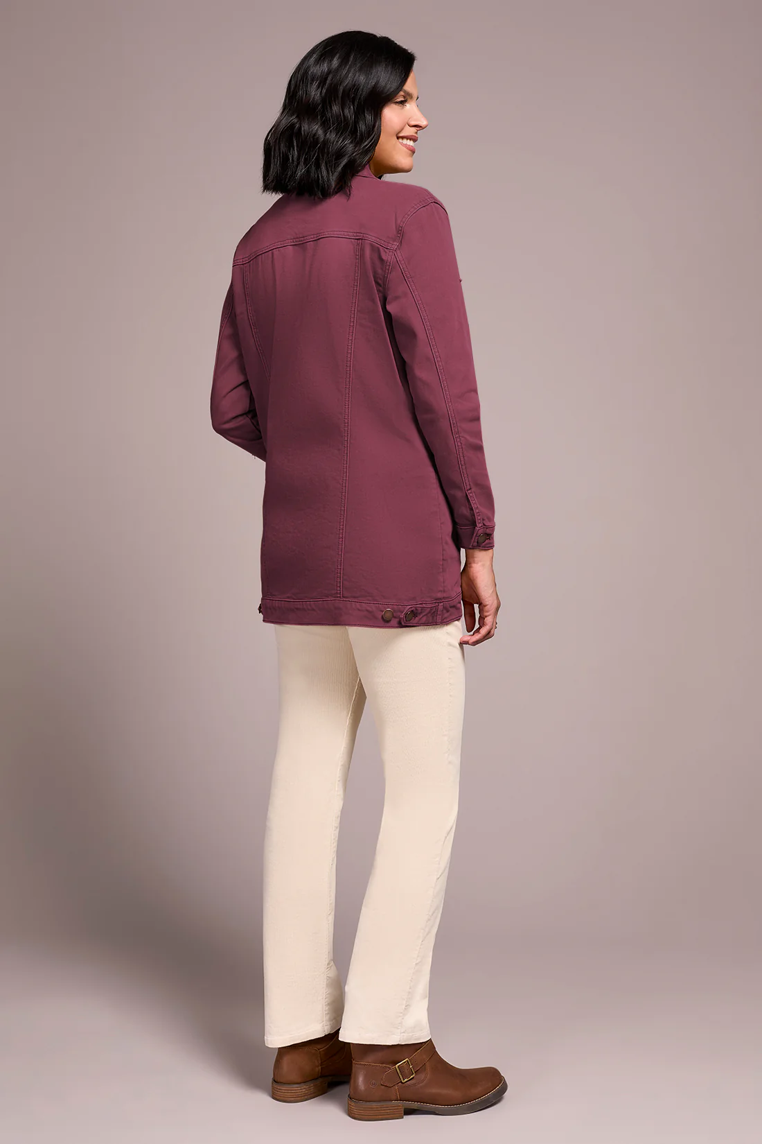 Denim Maxi Jacket-Passion plum - Image 2