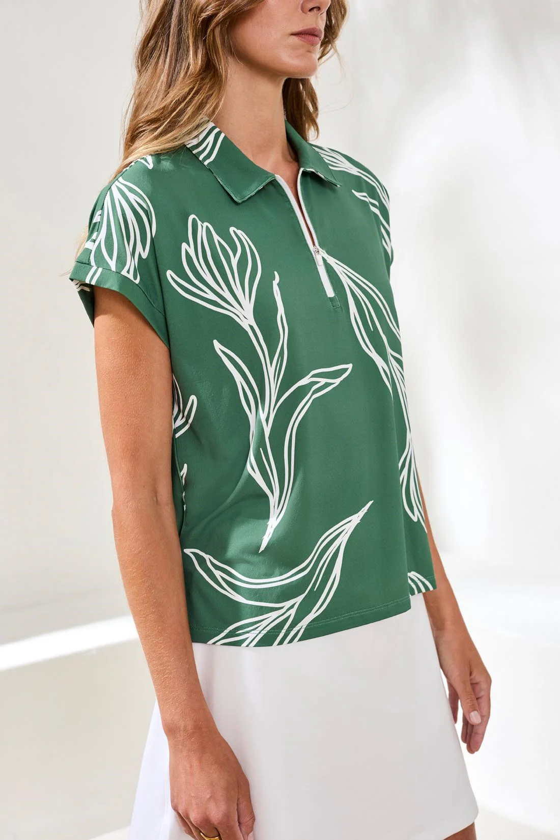 UPF 50+ High Performance Dolman Zip-Front Sport Top-Greenery - Image 3