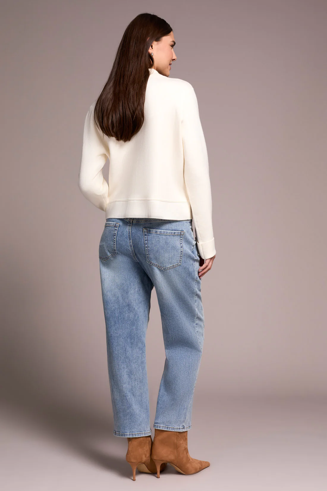 Double Knit Collared Sweater Cardigan-Moonstone - Image 2