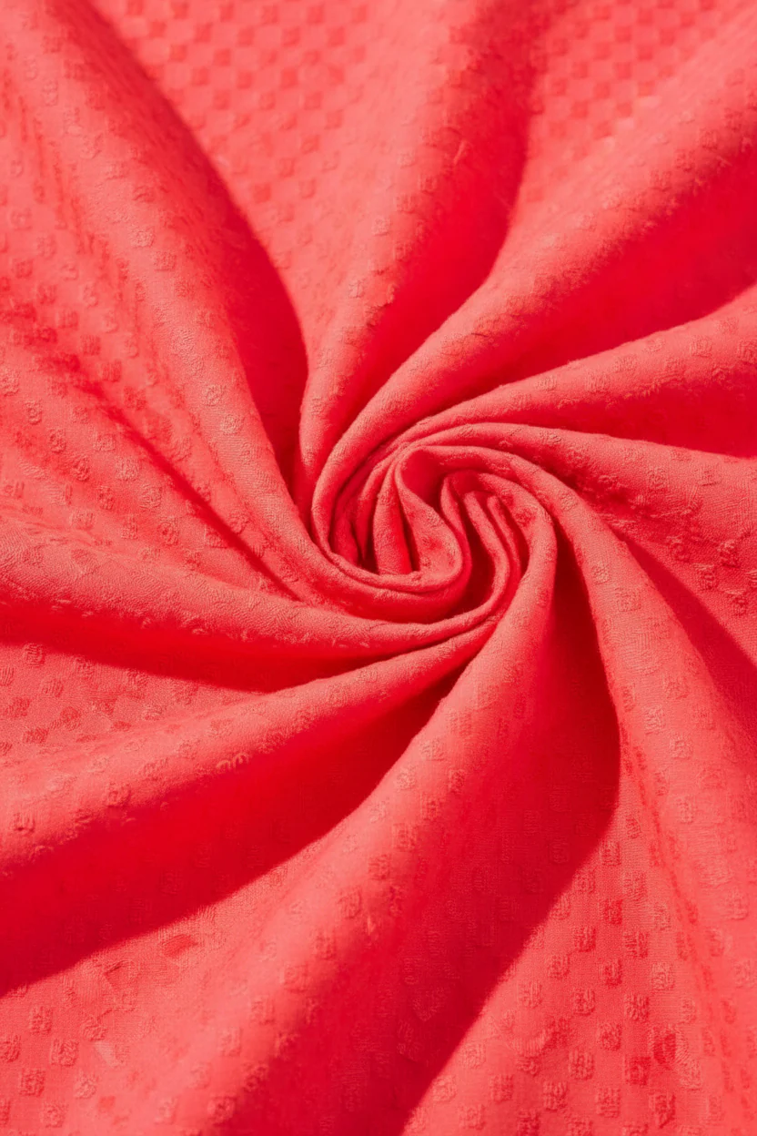 Embroidered Cotton Maxi Dress With Frills & Cutout-Coralred - Image 6