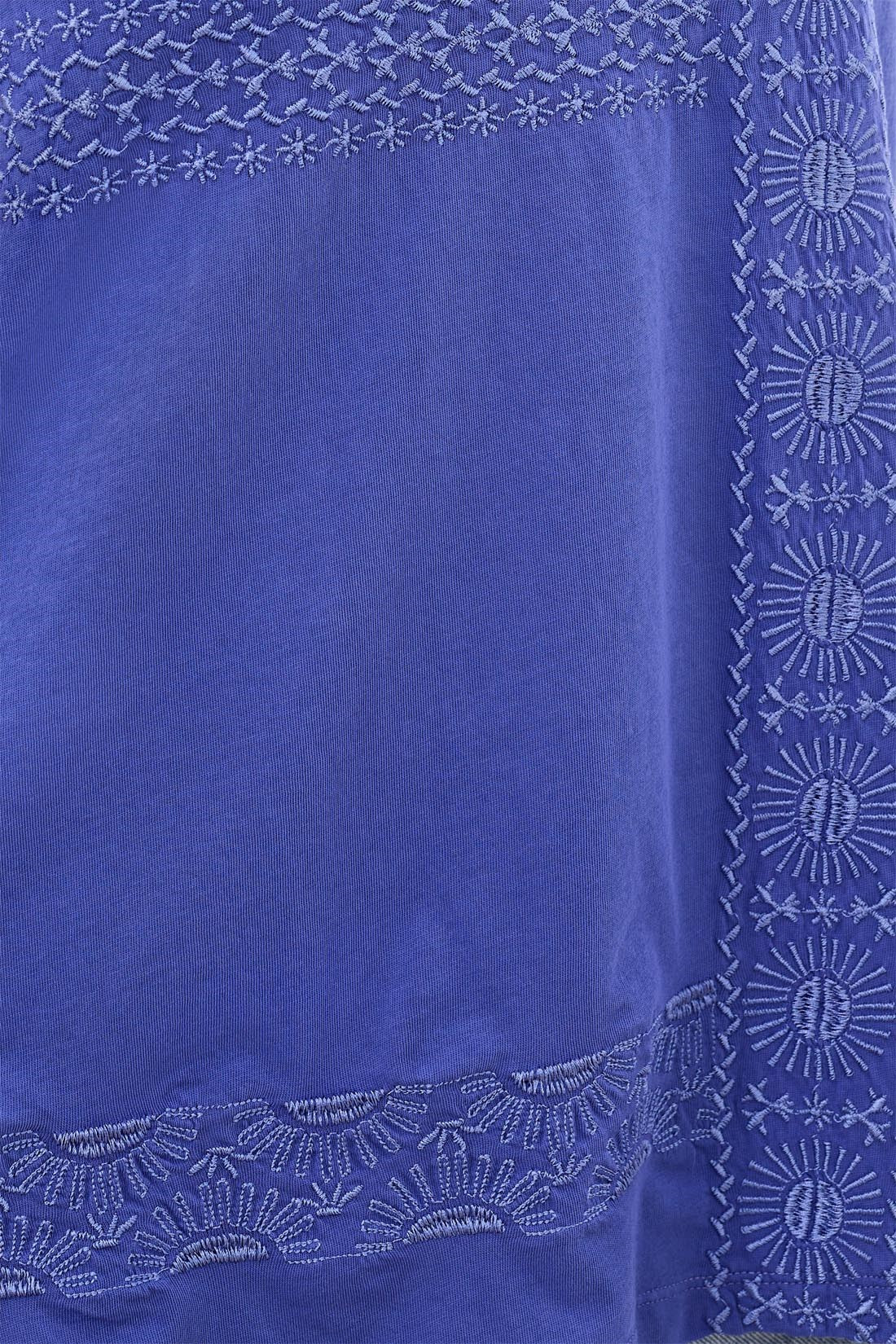 Embroidered V-Neck Top With Special Wash-Baja blue - Image 4