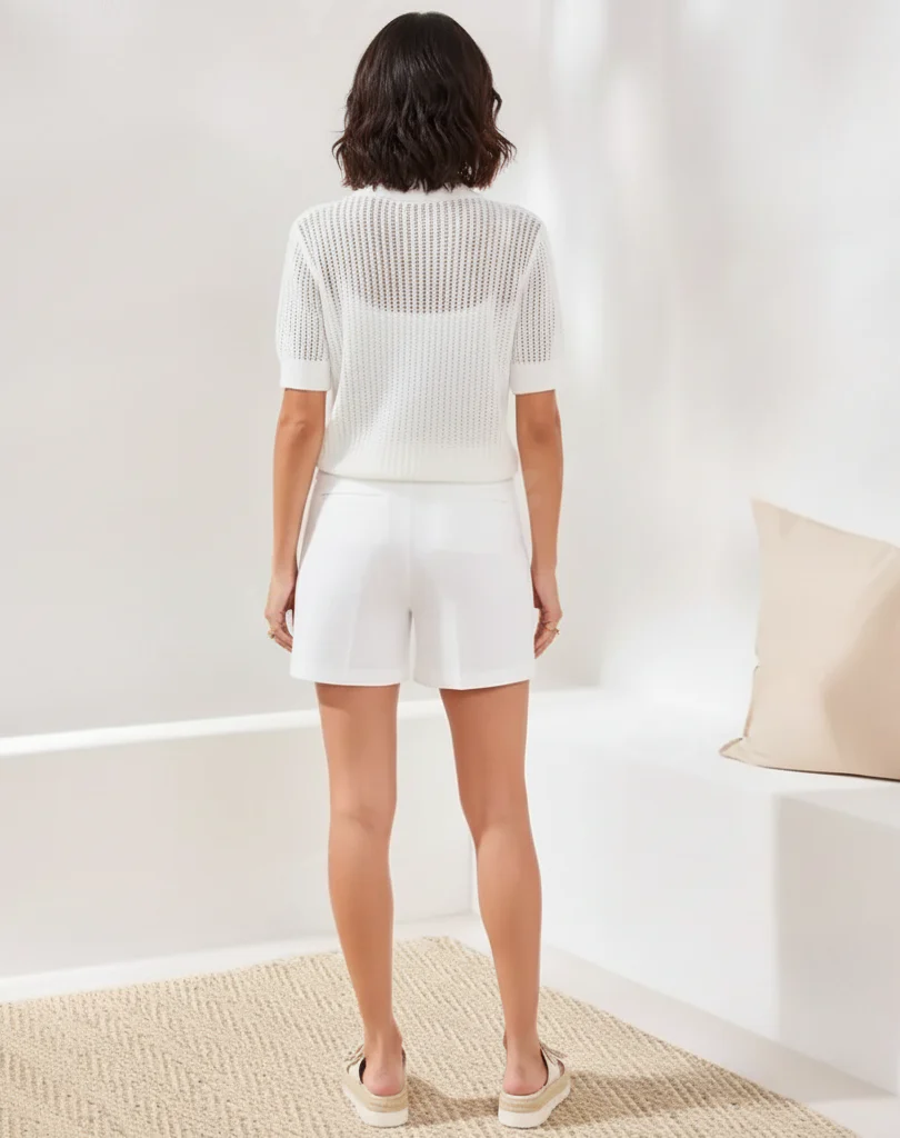 Flatten It® Button-Front Pull-On Shorts-White - Image 2