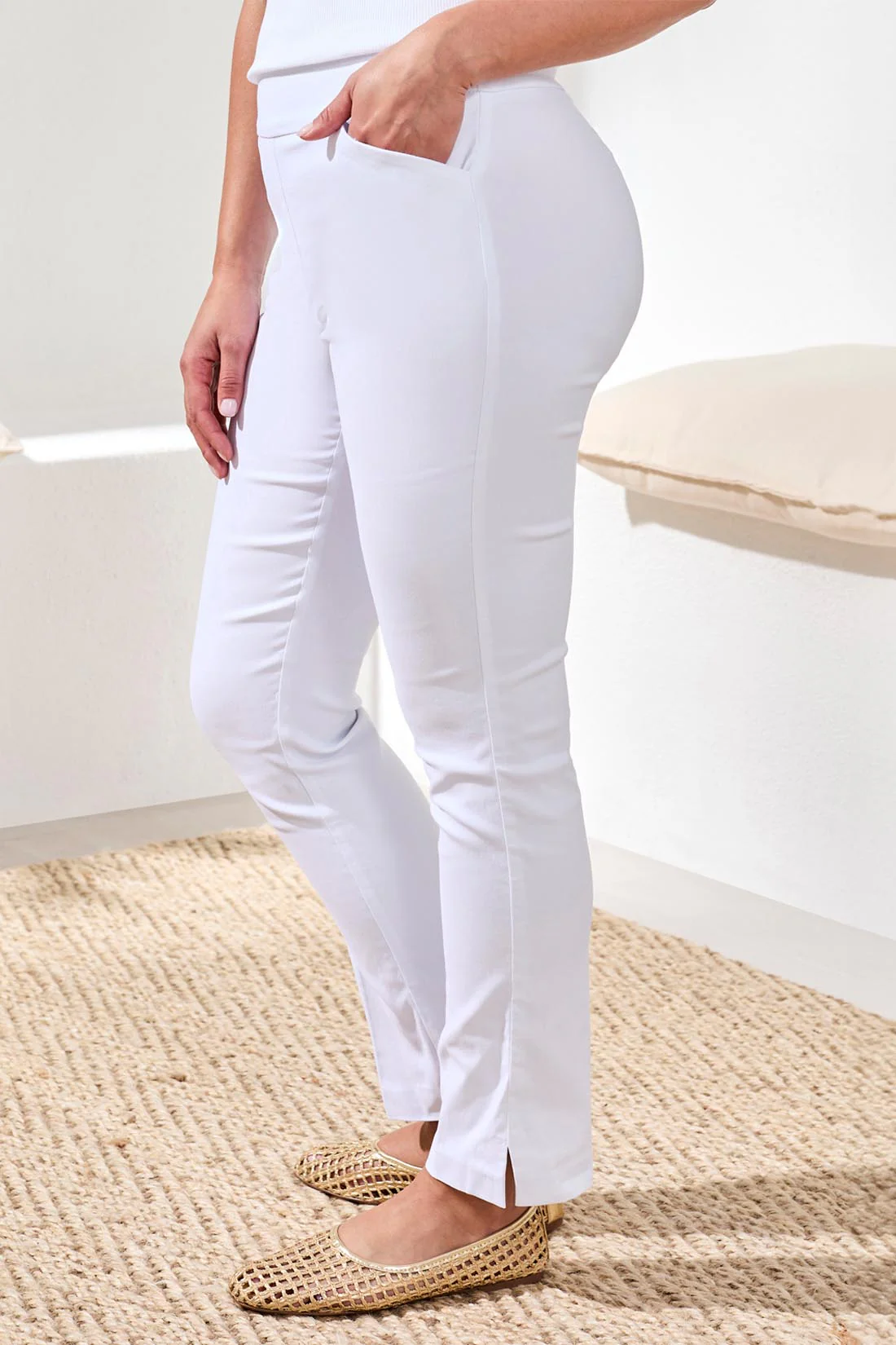 Year Round Basics Flatten It® Pull-On Ankle Pants-White - Image 2