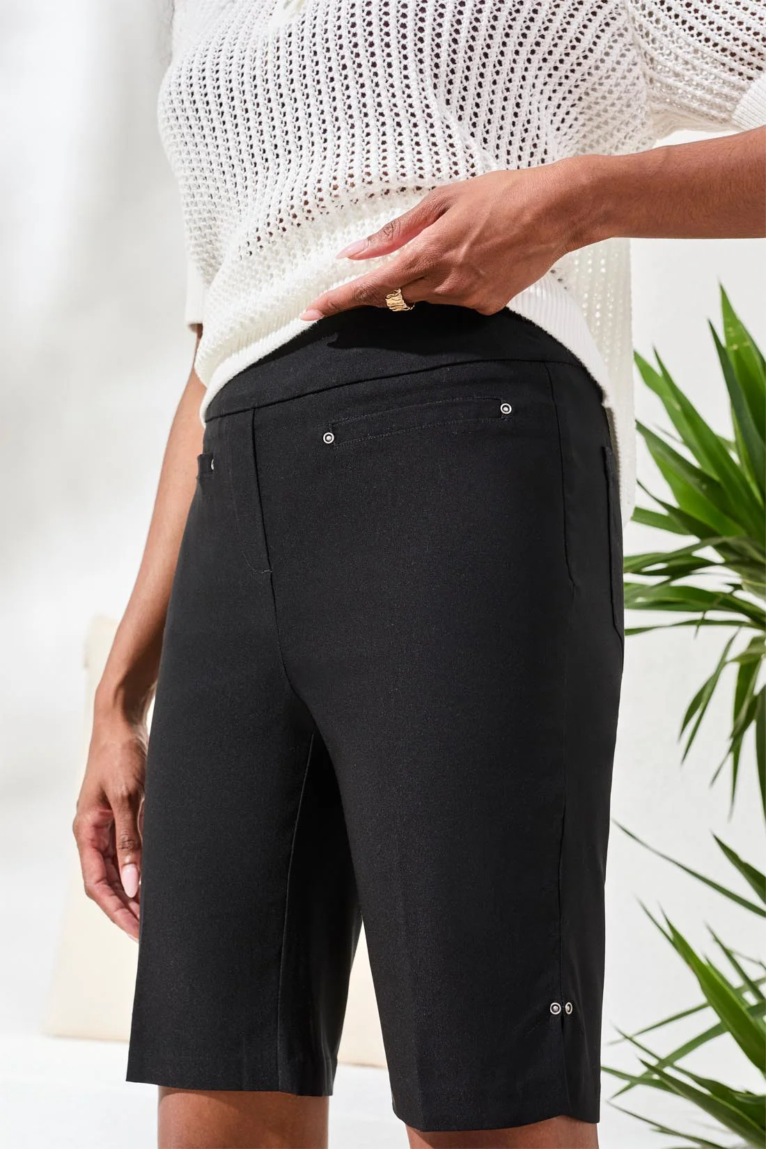 Flatten It® Pull-On Bermuda Shorts-Black - Image 3