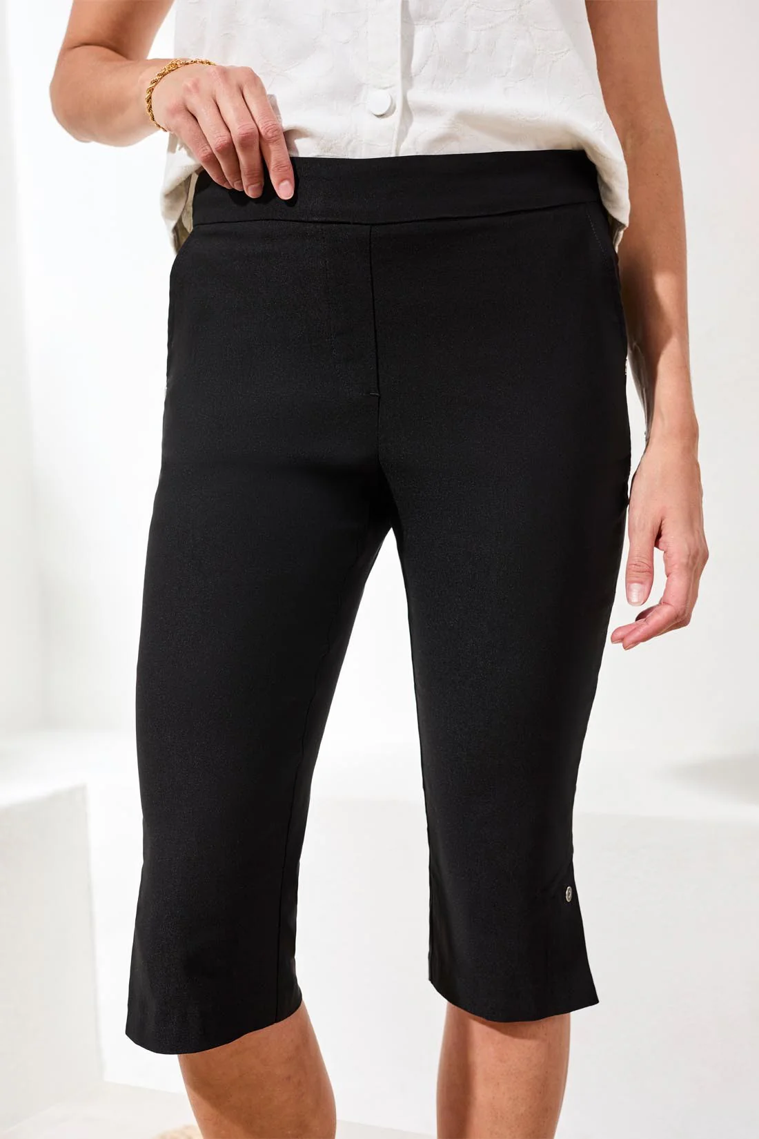 Flatten It® Slim Leg Capris Pants With Snap Vents-Black - Image 3