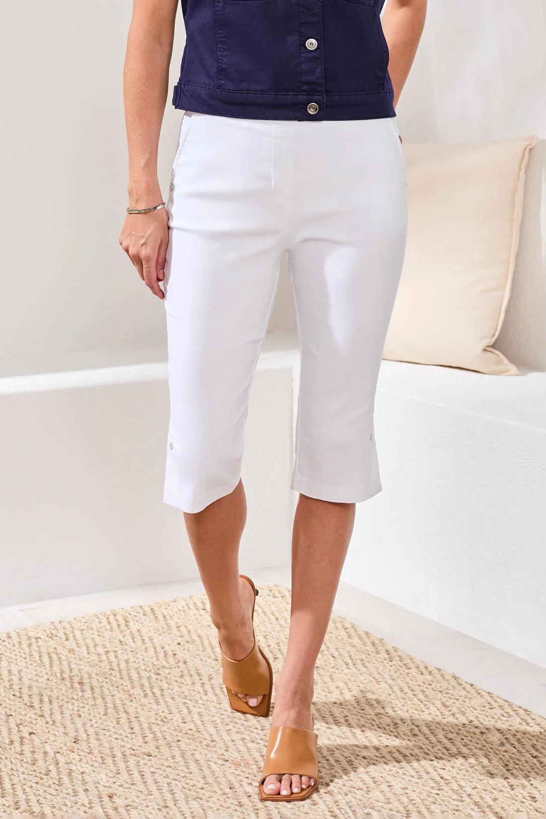 Flatten It® Slim Leg Capris Pants With Snap Vents-White - Image 3