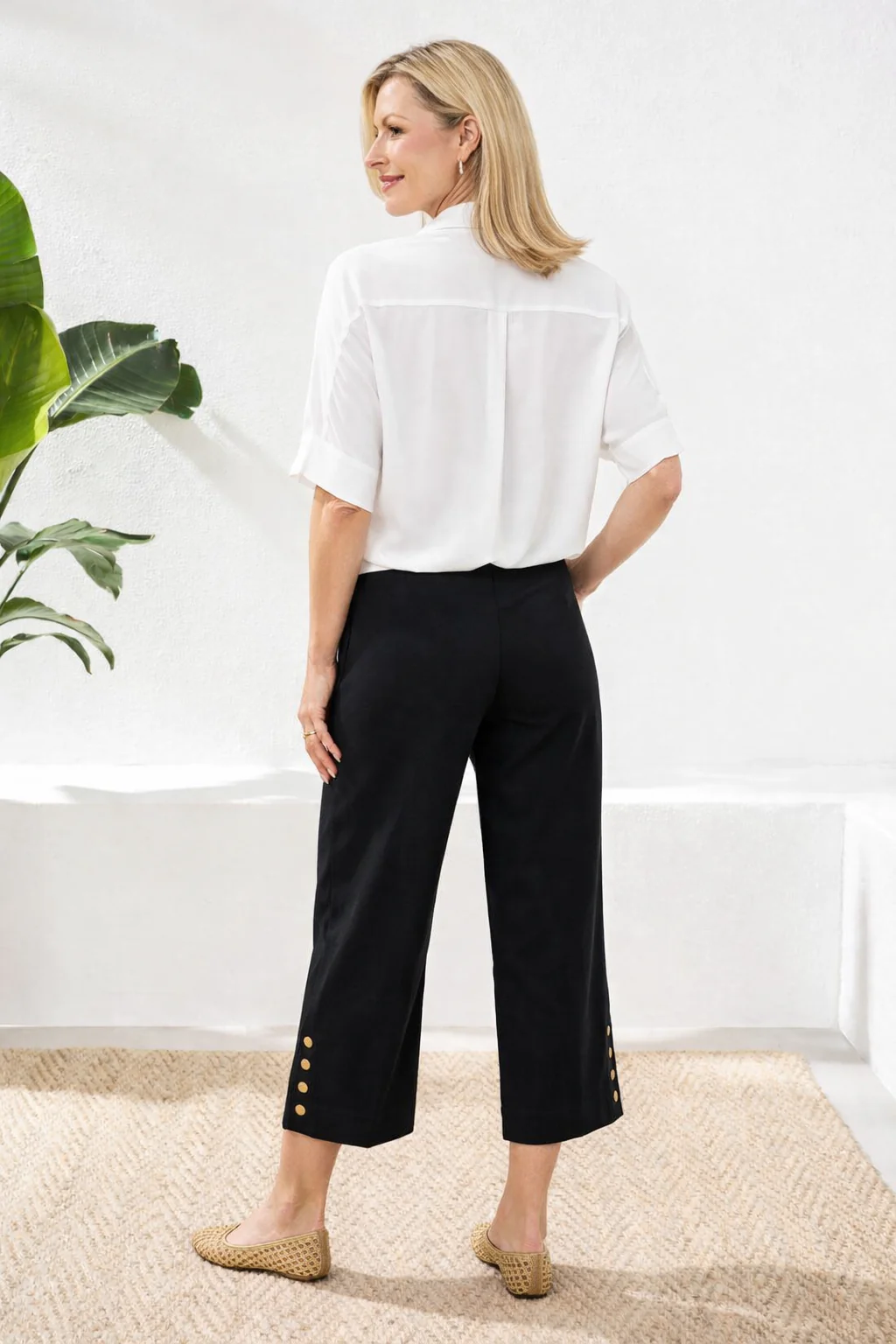 Flatten It® Tummy Control Wide Leg Pull-On Capris Pants-Black - Image 2