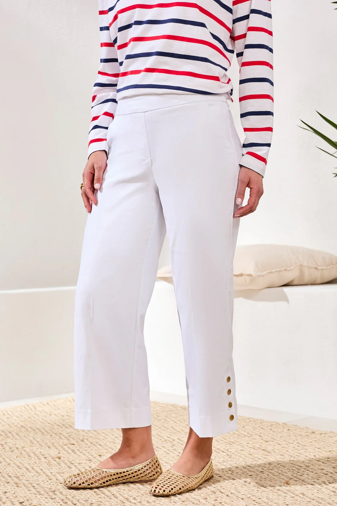 Flatten It® Tummy Control Wide Leg Pull-On Capris Pants-White - Image 2