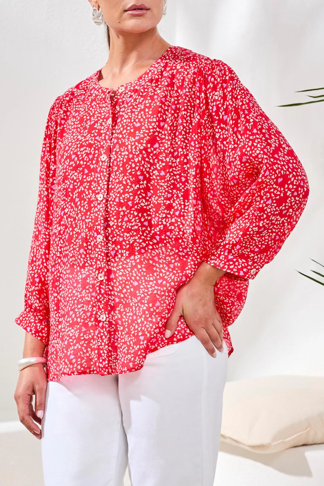 Flowy Dolman Sleeve Blouse-Rouge - Image 3