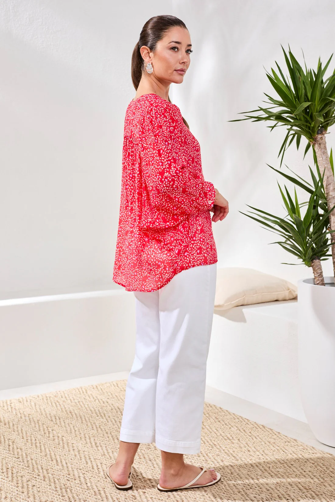 Flowy Dolman Sleeve Blouse-Rouge - Image 4