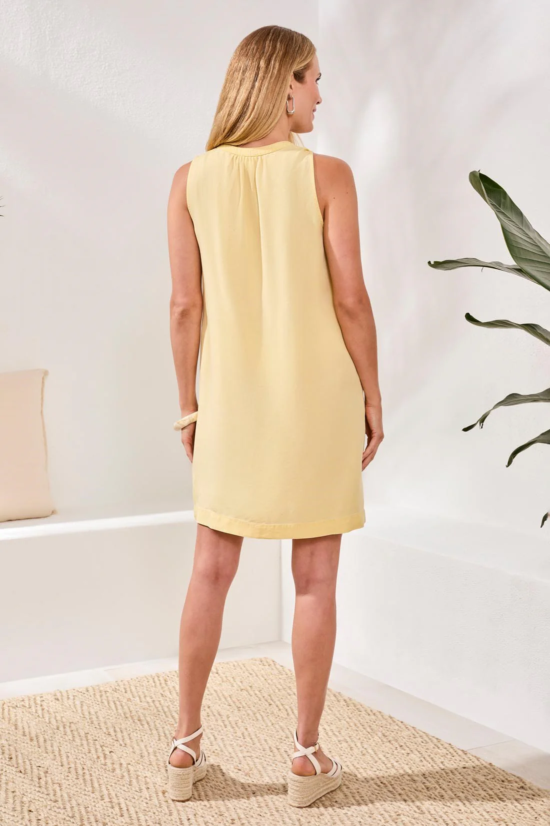 Flowy Sleeveless V-Neck Dress-Lemongrass - Image 4