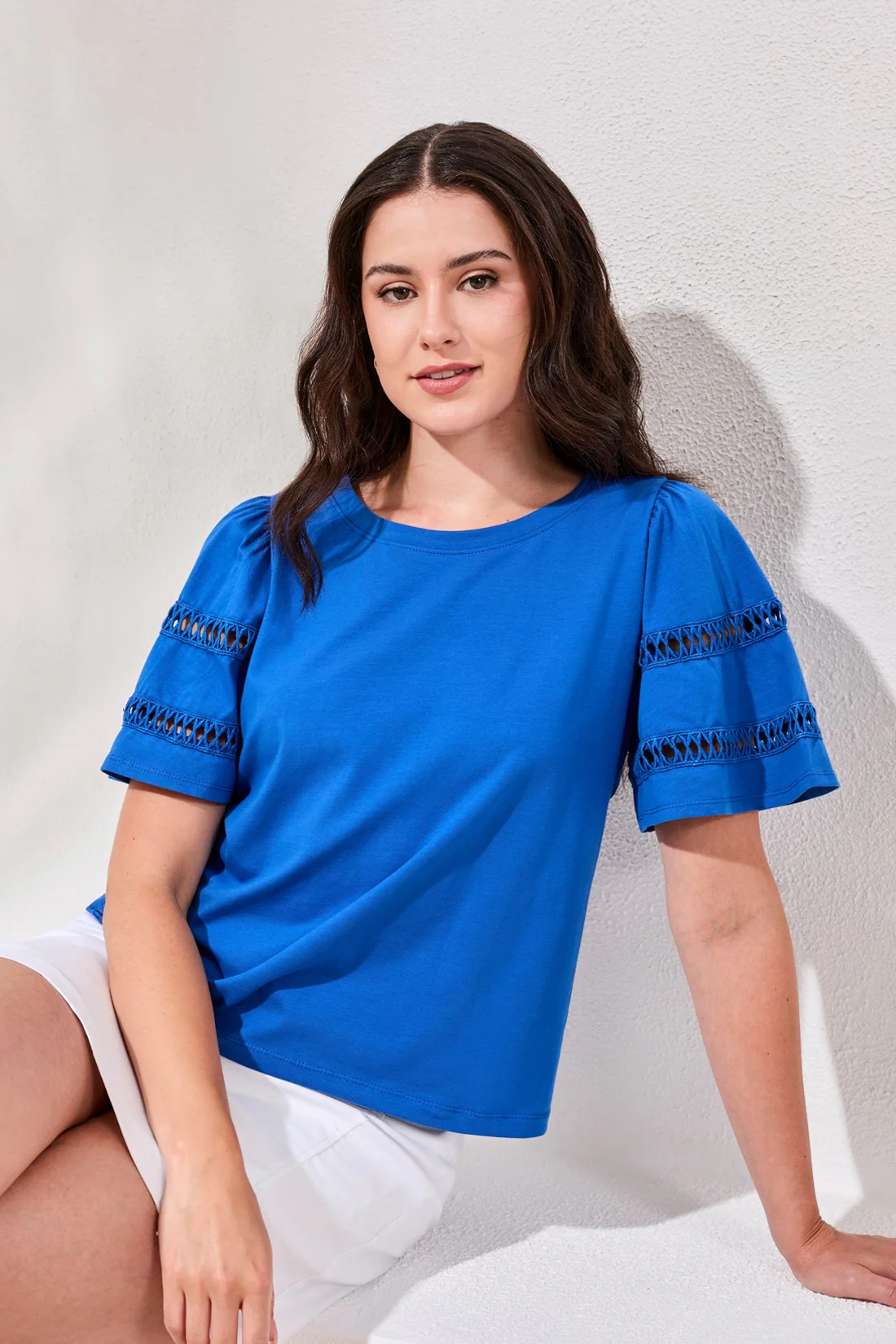 Flutter Sleeve Crew Neck Top-Turkishsea - Image 2