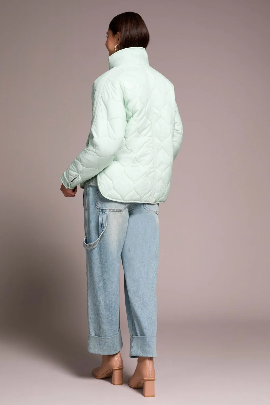 Lightweight Drop Shoulder Quilted Puffer-Aquafoam - Image 2