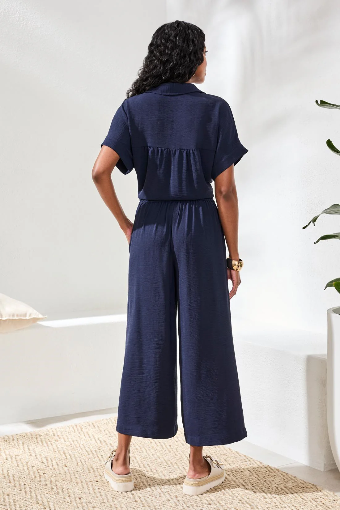 Airflow Pleated Pants With Elastic Waistband-Nautical - Image 4