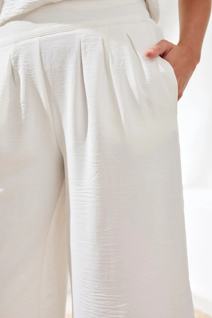 Airflow Pleated Pants With Elastic Waistband-Oceanpearl - Image 3