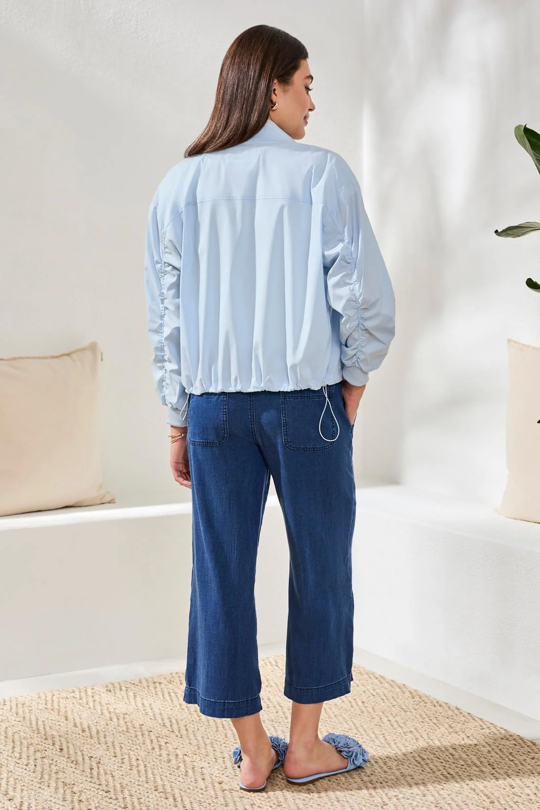 Lightweight Cotton Windbreaker With Elasticated Sleeves-Saltwater - Image 4