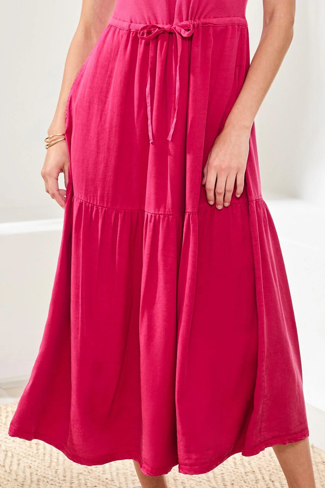 Mixed media Sleeveless Maxi Dress-Gardenia - Image 4