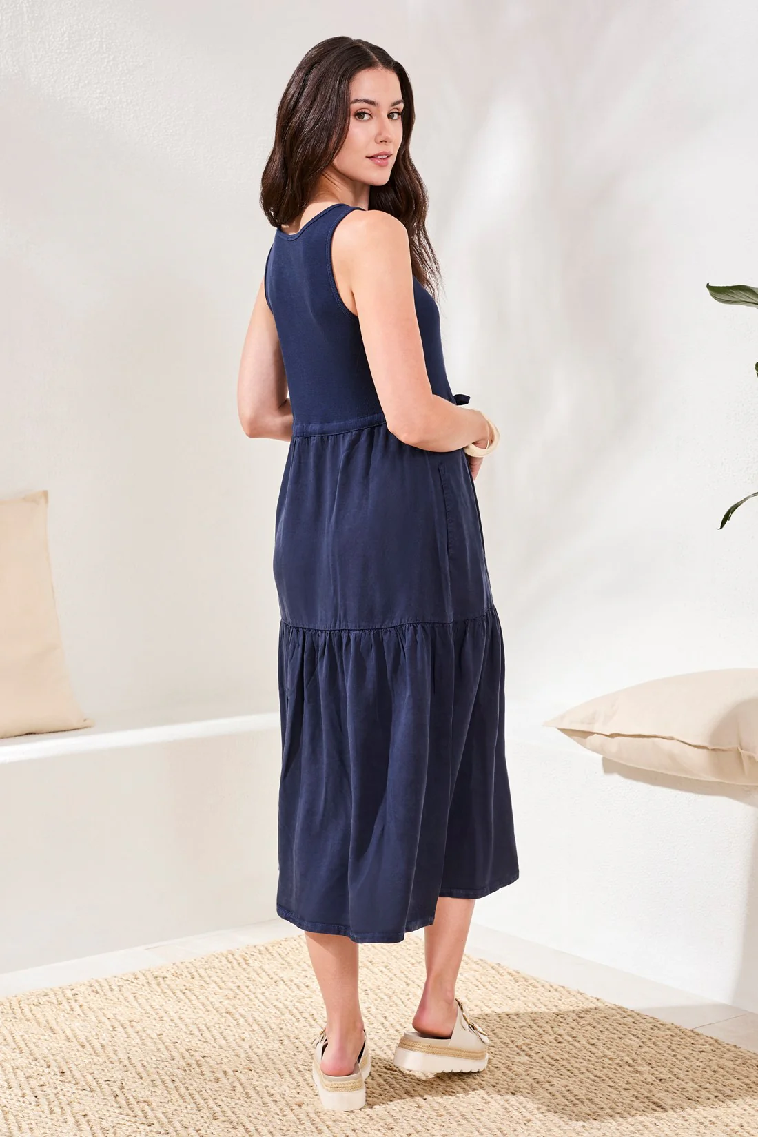 Mixed media Sleeveless Maxi Dress-Nautical - Image 4